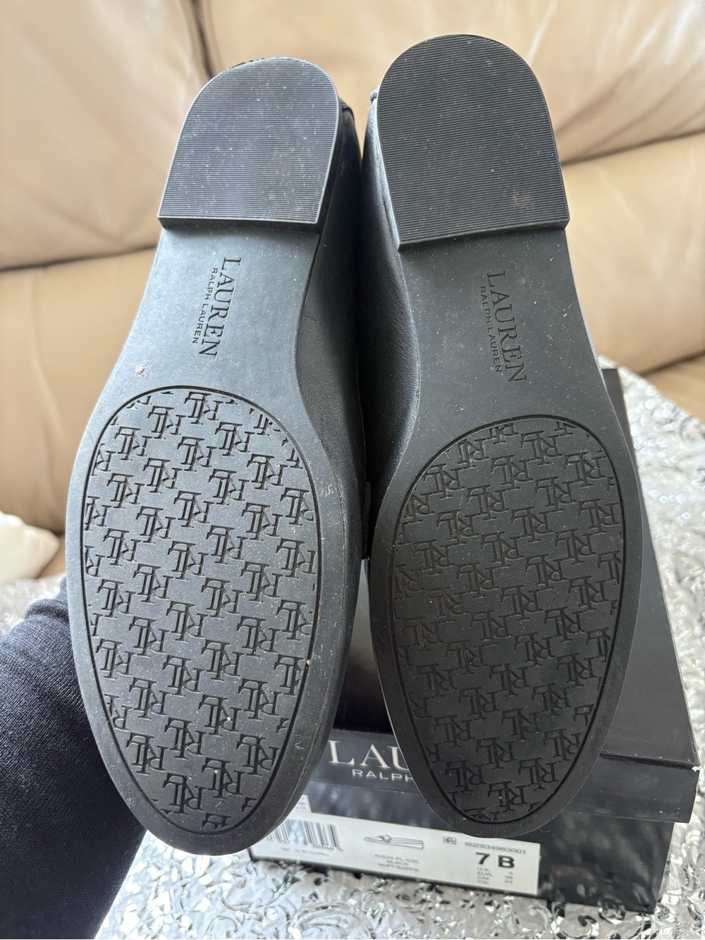 Lauren Ralph Lauren Averi Black Leather Loafers with Gold Bit - Picture 6 of 6